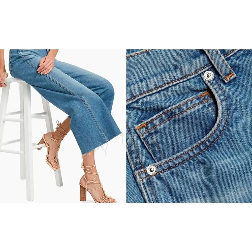 Veronica Beard Taylor Cropped High Rise Wide Enough Said Blue Jeans NWT 298 23